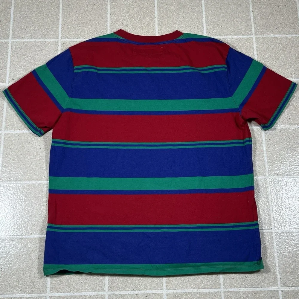 VTG Guess T Shirt Mens Large 90s Vertical Striped Red Blue Short Sleeve USA - Picture 3 of 6